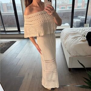 Commence Crochet Maxi Dress + Cape Overlay